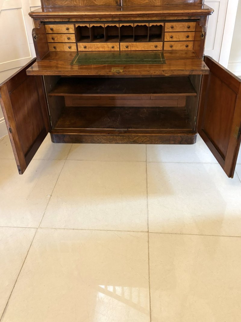 Antique Victorian Outstanding Quality Burr Walnut Secretaire Bookcase - Image 9